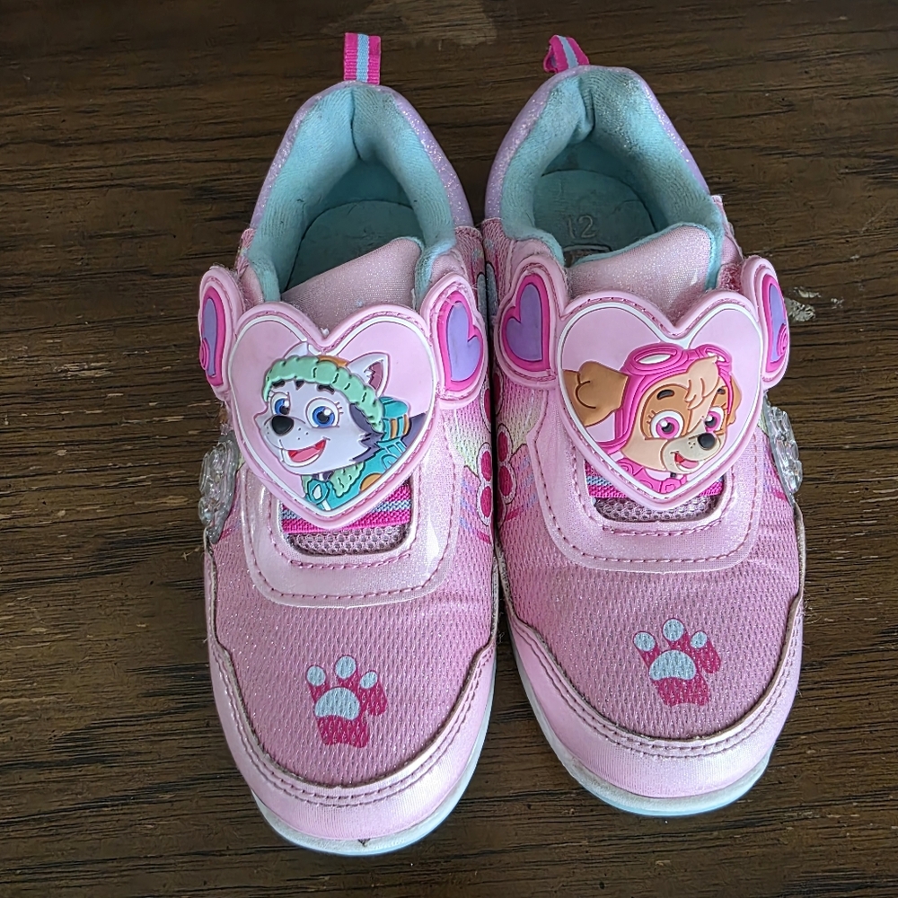 Paw Patrol Pink and Light Blue Girls' Heart Badge Sneakers